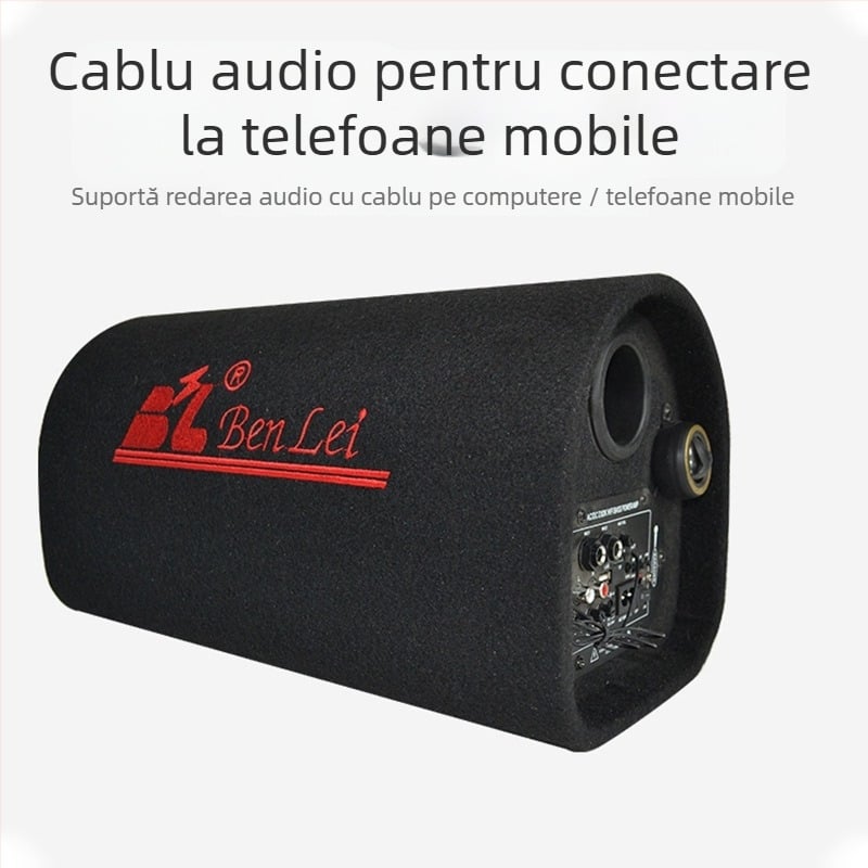 Subwoofer tunel pentru sistemul audio auto, 12V, 60–220W, 4Ω, 50Hz–20kHz, 1% distorsiune