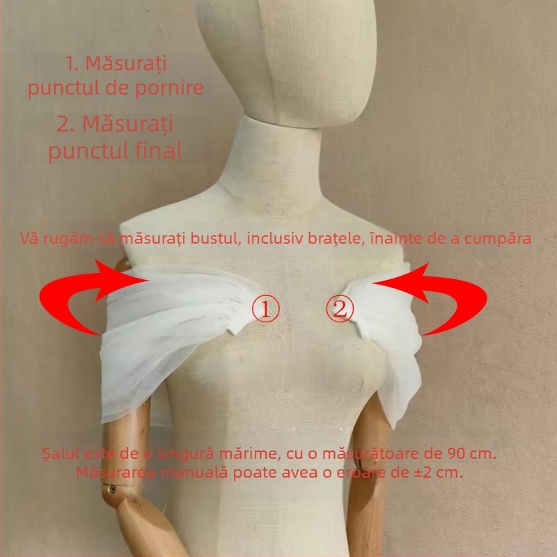 Rochie de mireasă cu un umăr, bretele detașabile pentru acoperirea brațelor, top bustier și eșarfă pentru acoperire suplimentară a brațelor