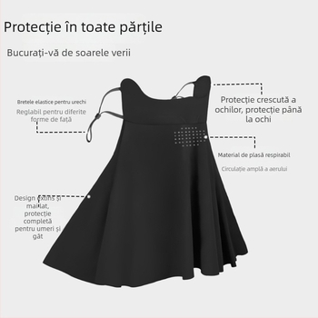 Masca de față cu glugă din nailon, protecție UV, protecție solară, respirabilă
