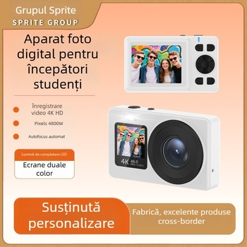 Cameră digitală pentru studenți cu ecran dual — 4K/30fps, zoom optic 18x, senzor CMOS, autofocalizare