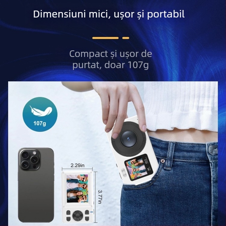 Cameră digitală pentru studenți cu ecran dual — 4K/30fps, zoom optic 18x, senzor CMOS, autofocalizare