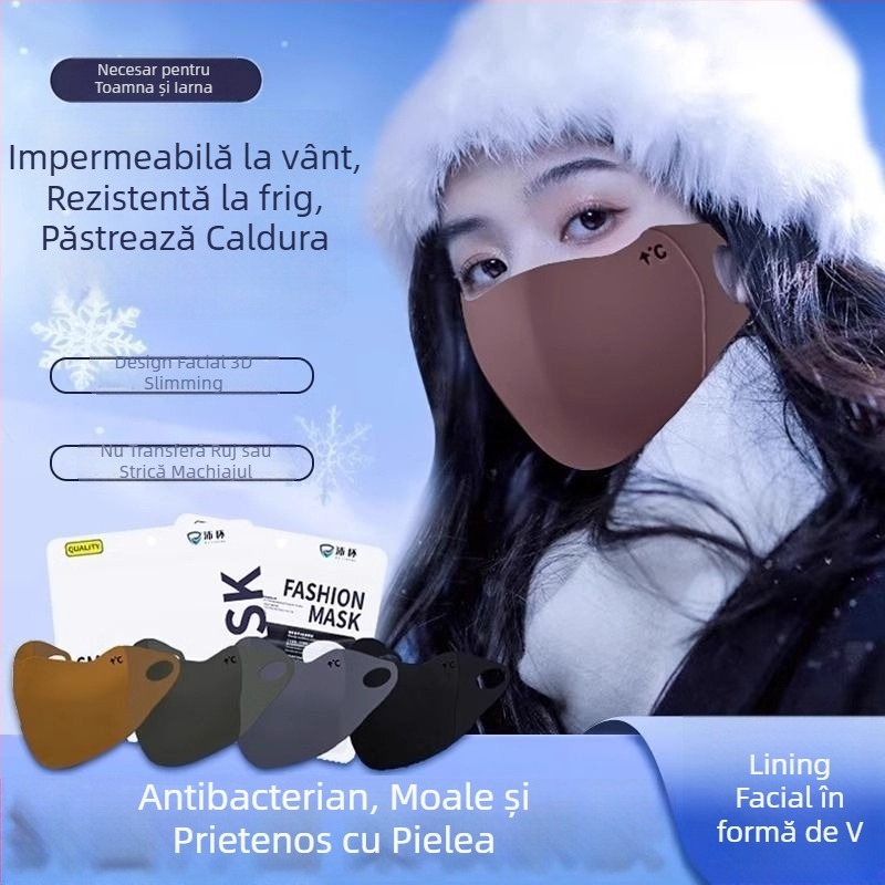 Mască din silicon pentru adulți, de iarnă, rezistentă la vânt și frig, mască de ciclism îngroșată, lavabilă