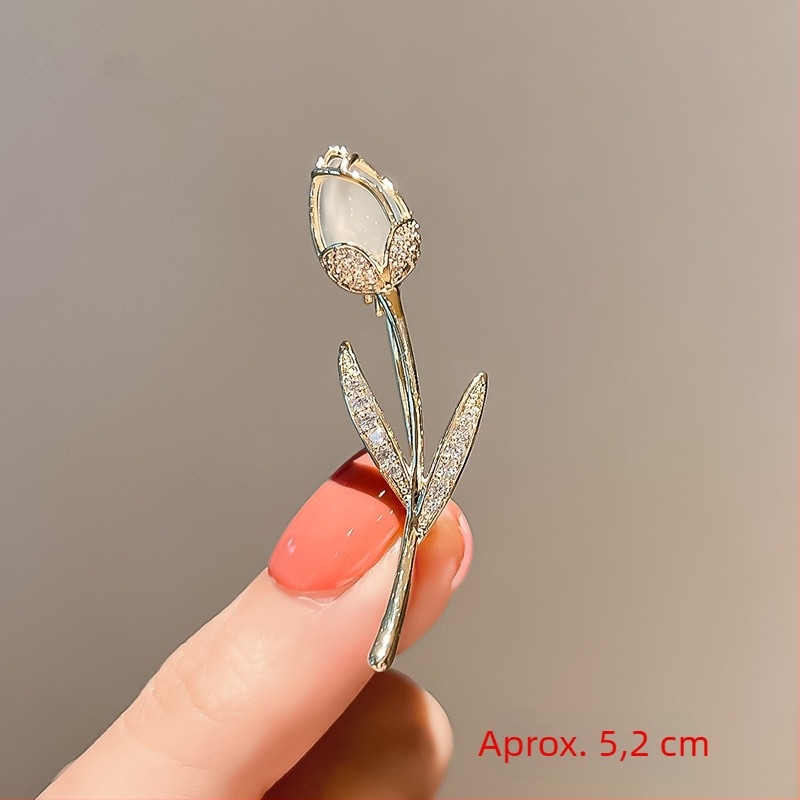 Broșă lalea, aliaj, Instagram stil, design floare, placare electrolitică