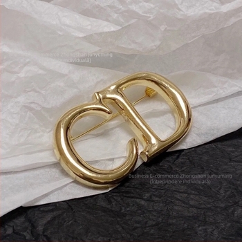 Broșă din alamă, formă alfabet, placare electro, XZ018, stil feminin minimalist