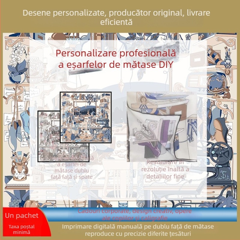 Șal din mătase dublu-față, mătase de dud, țesătură simplă, formă pătrată, primăvară