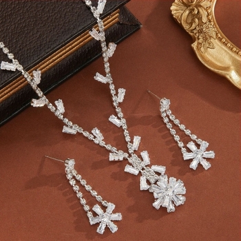 Set cercei și colier Monet Garden: cupru, electroplacare, set cercei+colier, model plante-flori