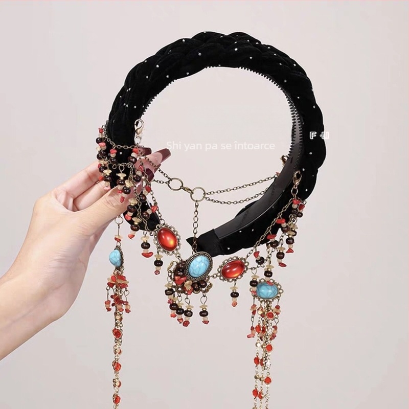 Bandă pentru păr | Stil etnic, accesoriu de păr exotic-retro | Material: Perle; Tehnică de prelucrare: Țesut; Potrivit pentru: copii; Categorie: accesorii pentru păr