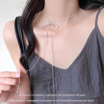 Colier - formă papion, material: aliaj, toamnă 2025, stil drăguț, clasificare stil: proaspăt și dulce
