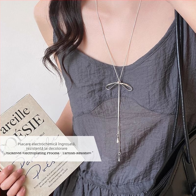 Colier - formă papion, material: aliaj, toamnă 2025, stil drăguț, clasificare stil: proaspăt și dulce