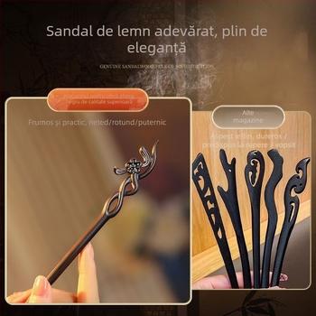 Accesorii pentru cap: agrafă de păr din lemn, lucrată manual, stil natural, decor floral – Little Plum