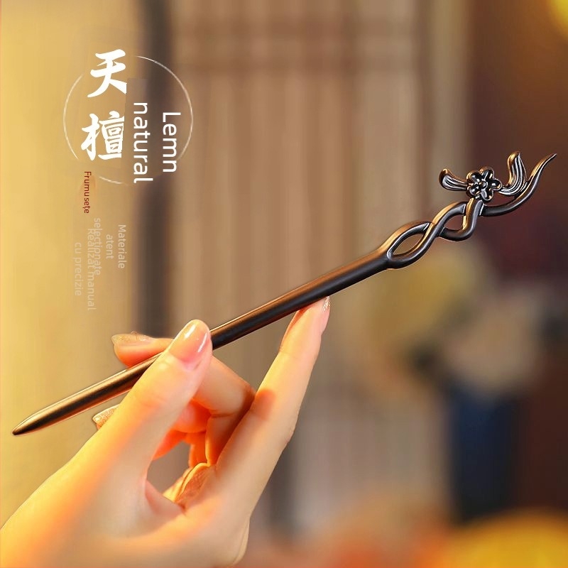 Accesorii pentru cap: agrafă de păr din lemn, lucrată manual, stil natural, decor floral – Little Plum