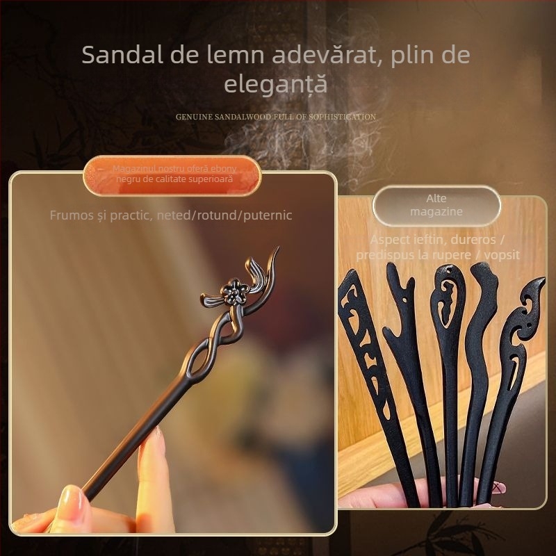 Accesorii pentru cap: agrafă de păr din lemn, lucrată manual, stil natural, decor floral – Little Plum