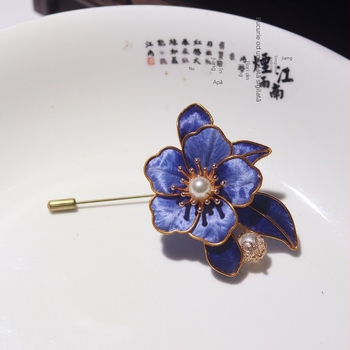 Clip de păr cu perle, design floral filigran în velur, camelia și bujor, accesorii Hanfu pentru nuntă