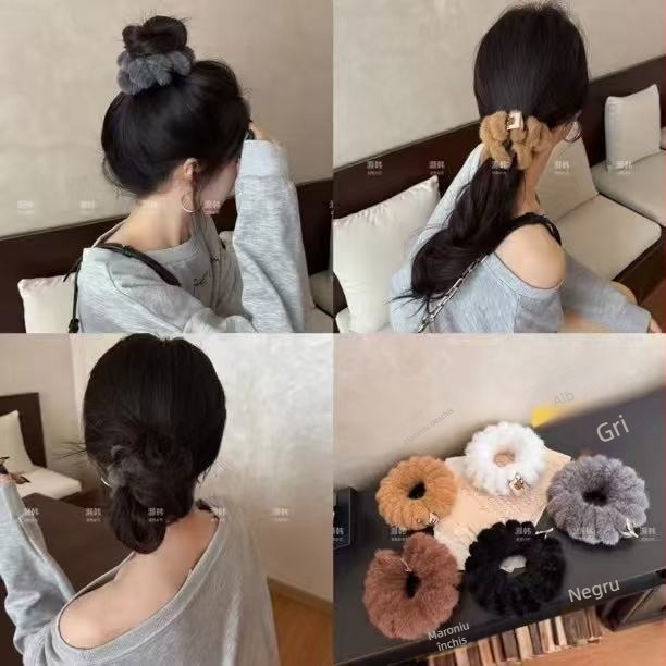 Elastic pentru păr din cablu plușat, lucrat manual, stil coreean, insertie argint 800