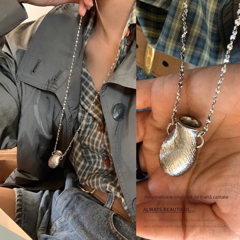 Colier din cupru cu lanț de bile, stil geometric, placare electroplatină, material pandantiv: Alt