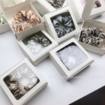 Inel mare pentru păr – Mătase reală (100% mătase de dud), lucrat manual, Model GMY22 Bright Surface, elegant, elasticitate înaltă