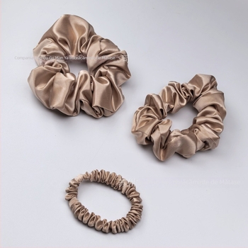 Inel mare pentru păr – Mătase reală (100% mătase de dud), lucrat manual, Model GMY22 Bright Surface, elegant, elasticitate înaltă