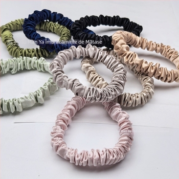 Inel mare pentru păr – Mătase reală (100% mătase de dud), lucrat manual, Model GMY22 Bright Surface, elegant, elasticitate înaltă