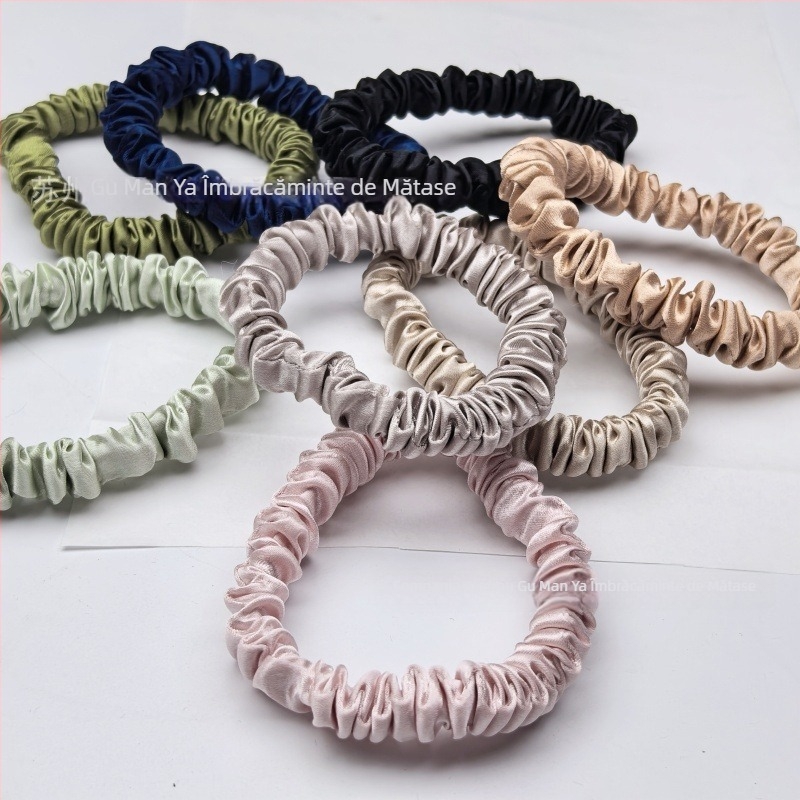 Inel mare pentru păr – Mătase reală (100% mătase de dud), lucrat manual, Model GMY22 Bright Surface, elegant, elasticitate înaltă