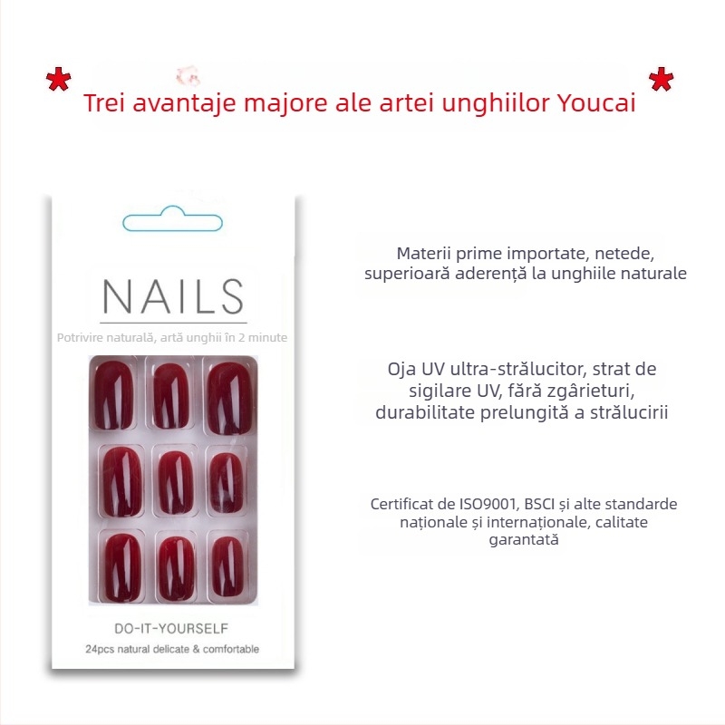 Set de plasturi pentru unghii - model gradient, stil simplu, confortabil de purtat, pentru femei - Jie Yan