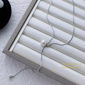 Colier din aliaj cu placare argintie sau auriu, țesut, pandantiv cu perle artificiale, stil pastoral.