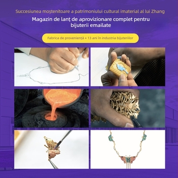 Colier Westar din lemn de santal, formă circulară, email pictat manual cu motiv de floare viță, finisaj cu vopsea coaptă, Winter 2025