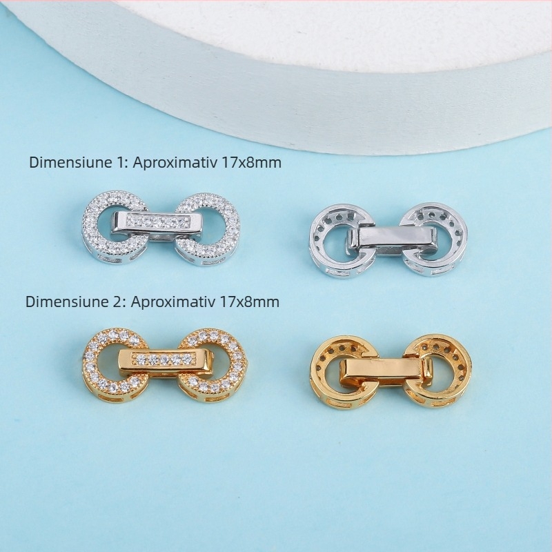 Încuietoare S925 cu capete duble pentru brățară și colier DIY, formă rotundă, placare electrolitică argintie, puritate 925, personalizabil.