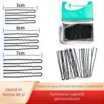 Clip de păr în formă de U, textură nervurată, din metal, design dintr-o bucată, finisaj vopsit prin coacere, pentru artiști de make-up