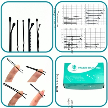 Clip de păr în formă de U, textură nervurată, din metal, design dintr-o bucată, finisaj vopsit prin coacere, pentru artiști de make-up