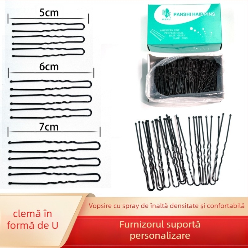 Clip de păr în formă de U, textură nervurată, din metal, design dintr-o bucată, finisaj vopsit prin coacere, pentru artiști de make-up