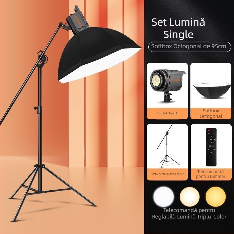 Lampă LED de fill pentru fotografie în studio, lumină difuză sferică, 100W, temperatură de culoare 5500K±200K / 5600K±200K, trei temperaturi