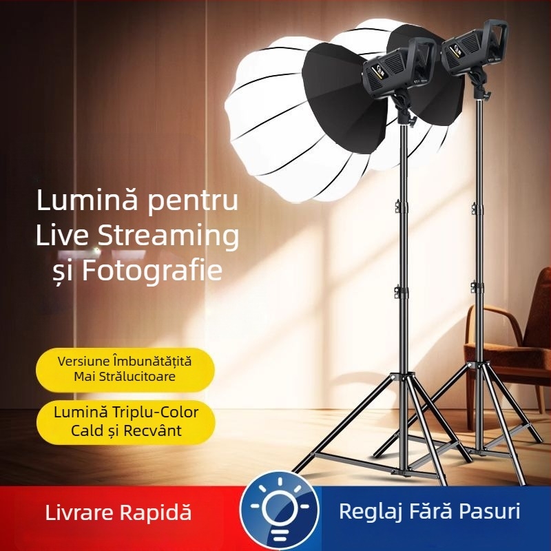 Lampă LED de fill pentru fotografie în studio, lumină difuză sferică, 100W, temperatură de culoare 5500K±200K / 5600K±200K, trei temperaturi