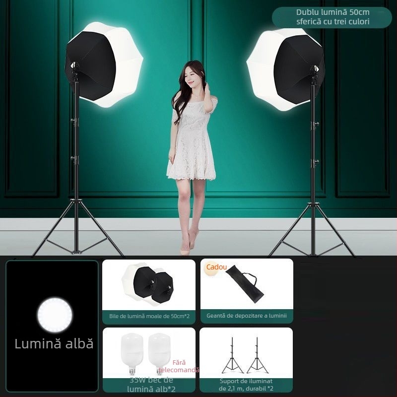 Lampă LED de fill pentru fotografie în studio, lumină difuză sferică, 100W, temperatură de culoare 5500K±200K / 5600K±200K, trei temperaturi