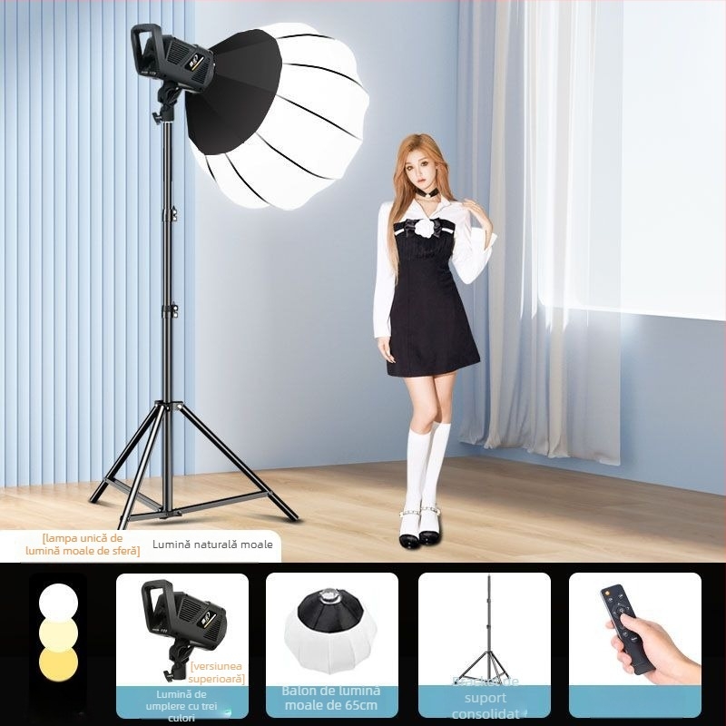 Lampă LED de fill pentru fotografie în studio, lumină difuză sferică, 100W, temperatură de culoare 5500K±200K / 5600K±200K, trei temperaturi