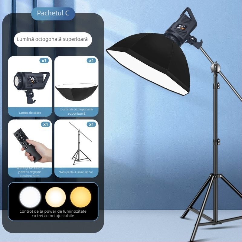 Lampă LED de fill pentru fotografie în studio, lumină difuză sferică, 100W, temperatură de culoare 5500K±200K / 5600K±200K, trei temperaturi