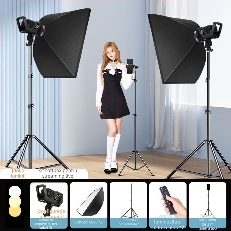 Lampă LED de fill pentru fotografie în studio, lumină difuză sferică, 100W, temperatură de culoare 5500K±200K / 5600K±200K, trei temperaturi