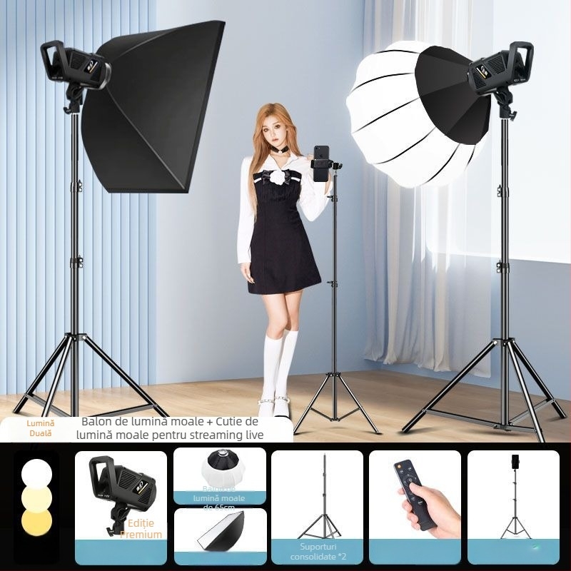 Lampă LED de fill pentru fotografie în studio, lumină difuză sferică, 100W, temperatură de culoare 5500K±200K / 5600K±200K, trei temperaturi