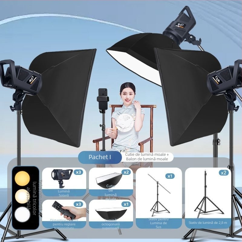 Lampă LED de fill pentru fotografie în studio, lumină difuză sferică, 100W, temperatură de culoare 5500K±200K / 5600K±200K, trei temperaturi