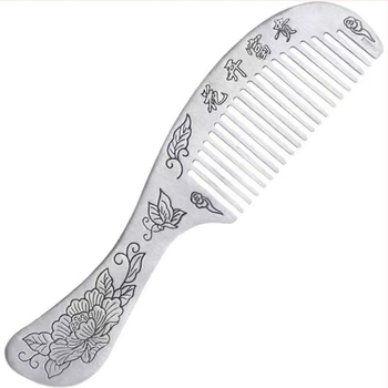 Pieptene metalic cu mâner lung, stil etnic, unisex, placare electroplată, design cu animale/zodii, lansare vară 2024