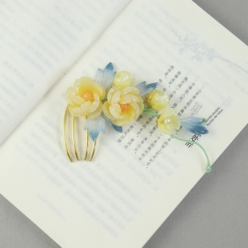 Pieptene pentru păr cu motiv floral, stil vintage din Dinastia Han, lucrat manual, origine Jiangxi, lansare toamnă 2025