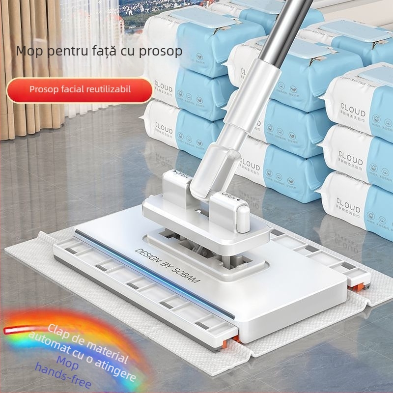 Mop plat mini pentru uz casnic – tijă din oțel inoxidabil, stoarcere cu role, dehidratare ≤40%, capacitate de încărcare 2 kg, acționare dublă