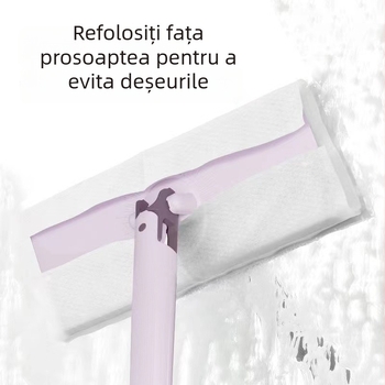 Mop cu tijă din oțel inoxidabil, dublu sistem de acționare, tijă de ridicare cu placă, capacitate de încărcare 10 kg, mecanism pliabil de stoarcere