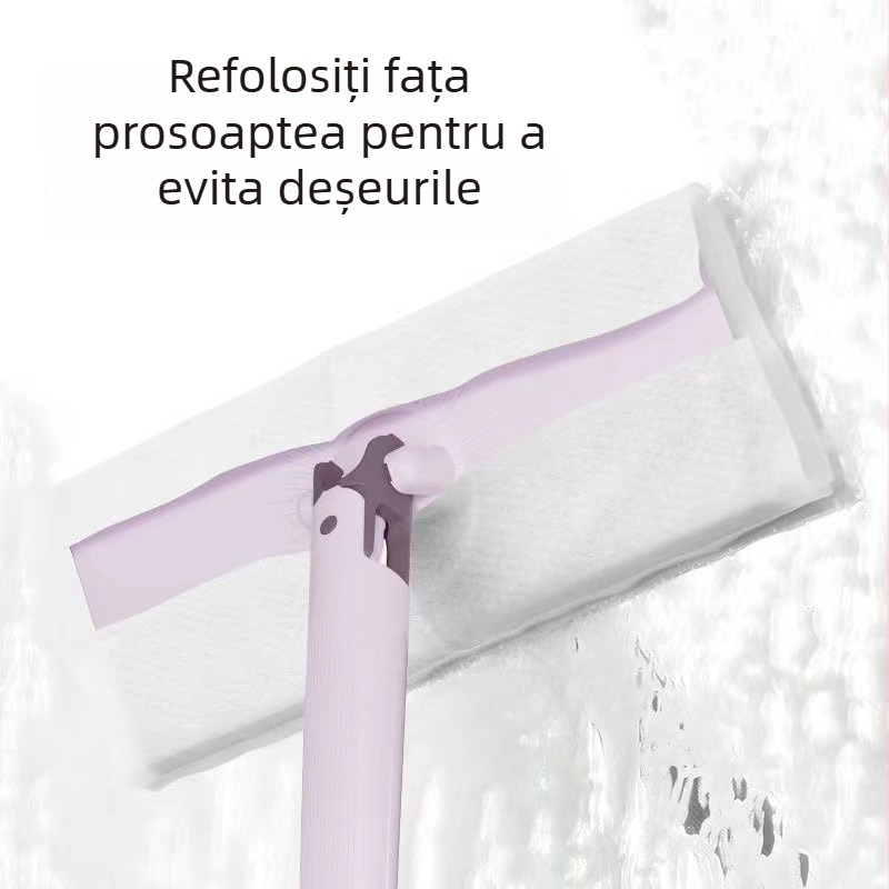 Mop cu tijă din oțel inoxidabil, dublu sistem de acționare, tijă de ridicare cu placă, capacitate de încărcare 10 kg, mecanism pliabil de stoarcere