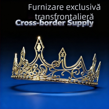 Coronă reglabilă din aliaj pentru Halloween – diademă regală medievală retro pentru scenă, pentru bărbați, placare electroplatină, fără cristale