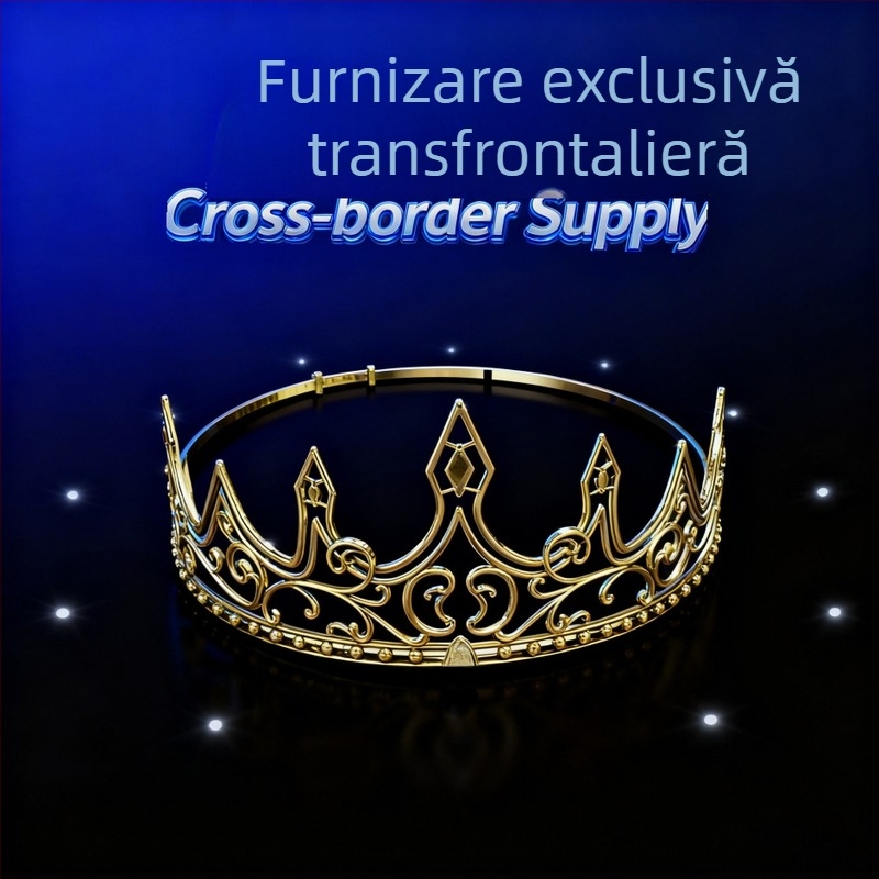 Coronă reglabilă din aliaj pentru Halloween – diademă regală medievală retro pentru scenă, pentru bărbați, placare electroplatină, fără cristale