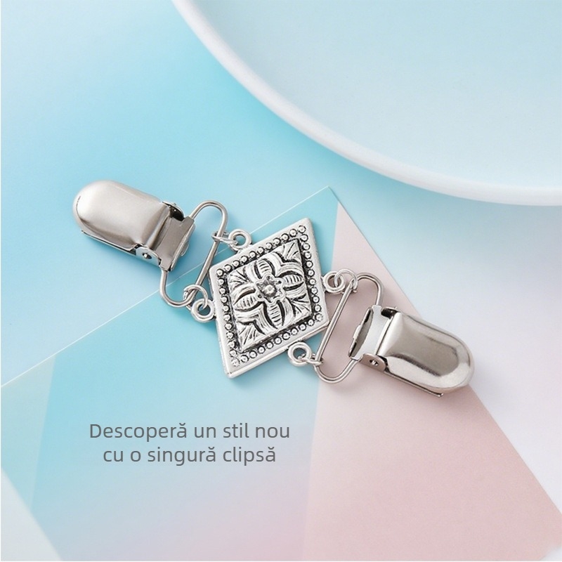 Broșă metalică pentru șal, unisex, stil retro, în formă de floare, electroplacare, Yanling Jewelry