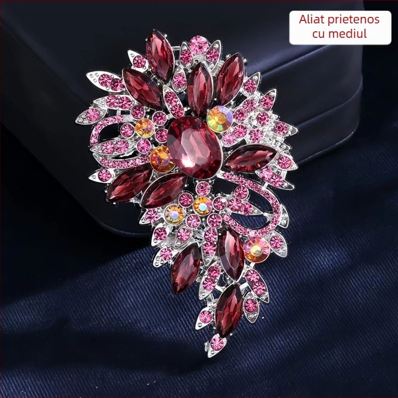 Broșă | Aliaj de zinc | Corsaj de modă | Formă: frunză și picătură | Prelucrare cu diamant | Decorare, Cadou