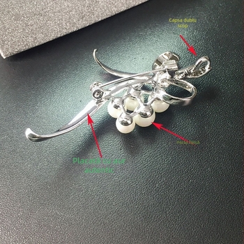 Broșă cu fundă în stil coreean, design floral, din aliaj, placare electroplată, unisex, stil desene animate