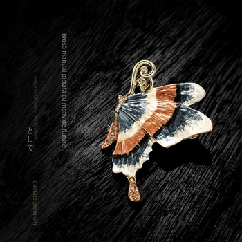 Broșă cu fluture – aliaj, emailată, design insecte, stil retro literar și artistic, finisaj electroplatinat