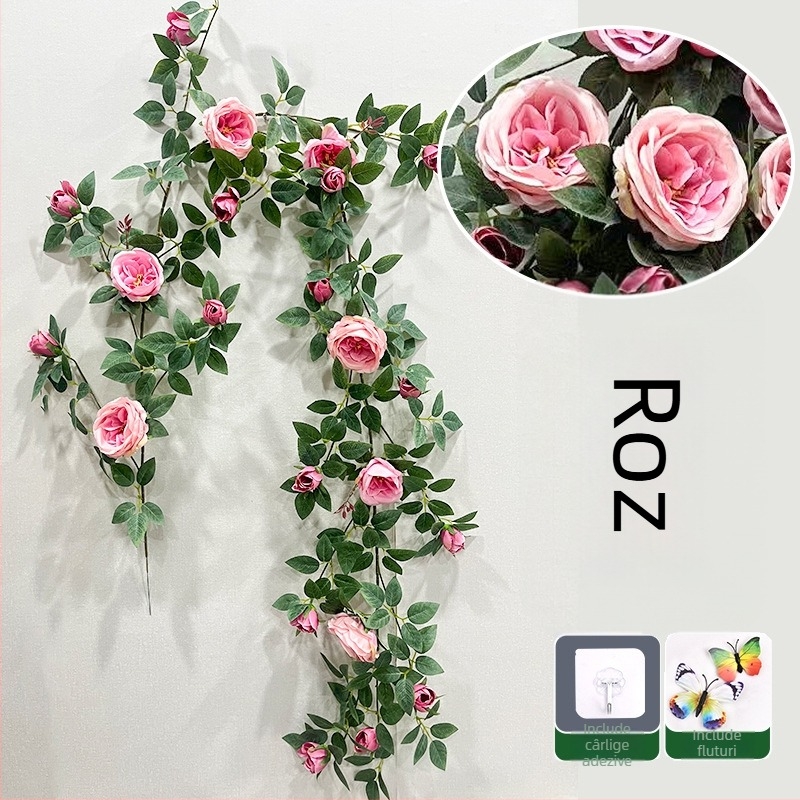Viță artificială din mătase cu trandafiri, decor pe perete pentru nuntă, exterior și recuzită pentru fotografie